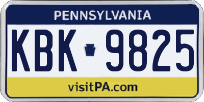 PA license plate KBK9825