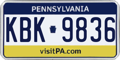 PA license plate KBK9836