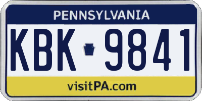 PA license plate KBK9841
