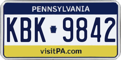 PA license plate KBK9842