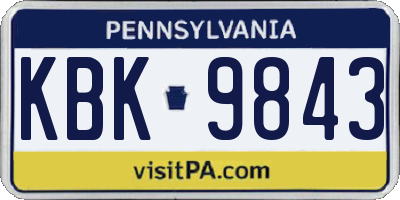 PA license plate KBK9843