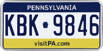 PA license plate KBK9846