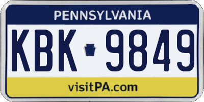PA license plate KBK9849