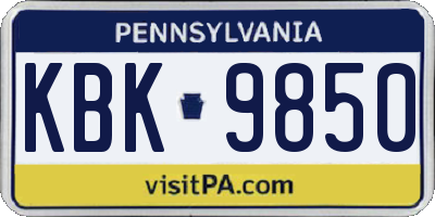 PA license plate KBK9850