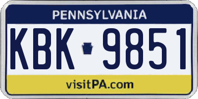 PA license plate KBK9851