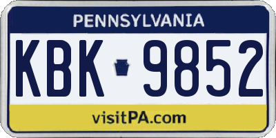 PA license plate KBK9852