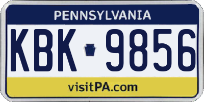 PA license plate KBK9856