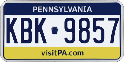 PA license plate KBK9857