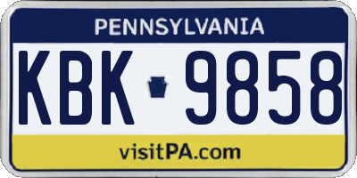PA license plate KBK9858