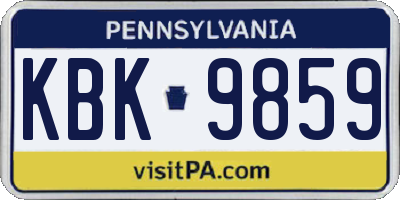 PA license plate KBK9859