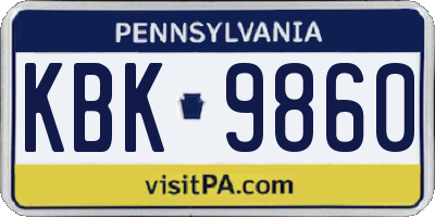 PA license plate KBK9860