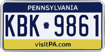PA license plate KBK9861