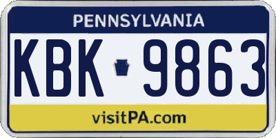 PA license plate KBK9863