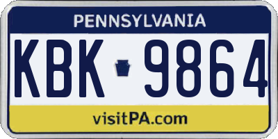 PA license plate KBK9864