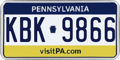 PA license plate KBK9866