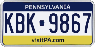 PA license plate KBK9867