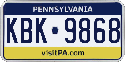 PA license plate KBK9868