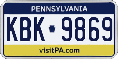 PA license plate KBK9869
