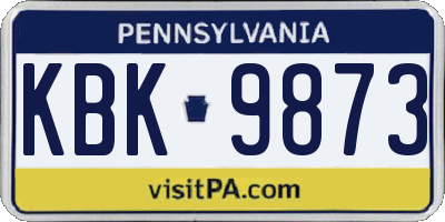 PA license plate KBK9873