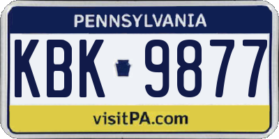 PA license plate KBK9877