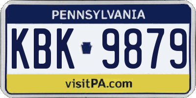 PA license plate KBK9879