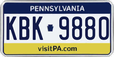 PA license plate KBK9880