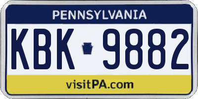PA license plate KBK9882