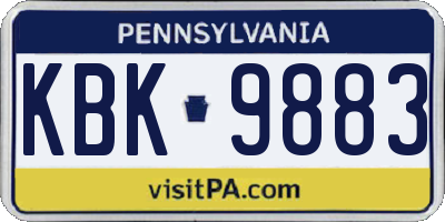 PA license plate KBK9883