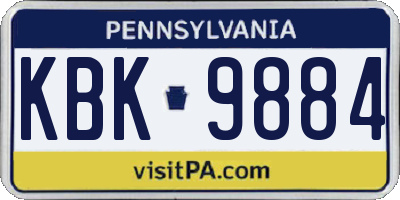 PA license plate KBK9884