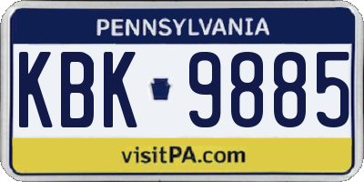 PA license plate KBK9885