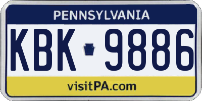PA license plate KBK9886