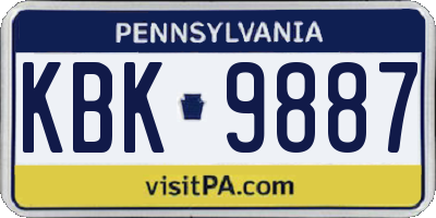 PA license plate KBK9887