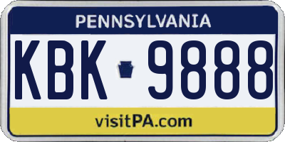 PA license plate KBK9888
