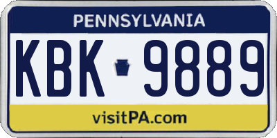 PA license plate KBK9889