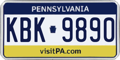 PA license plate KBK9890