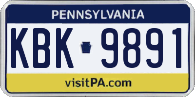 PA license plate KBK9891