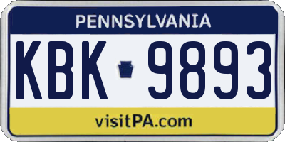 PA license plate KBK9893