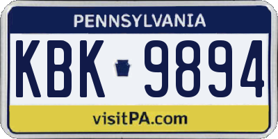 PA license plate KBK9894
