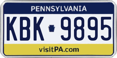 PA license plate KBK9895