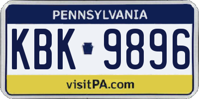 PA license plate KBK9896