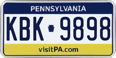 PA license plate KBK9898