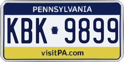 PA license plate KBK9899