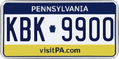 PA license plate KBK9900