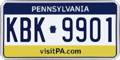 PA license plate KBK9901