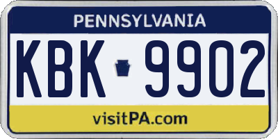 PA license plate KBK9902