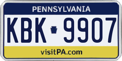PA license plate KBK9907