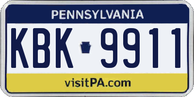 PA license plate KBK9911