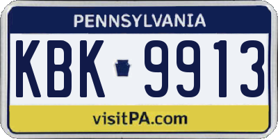 PA license plate KBK9913