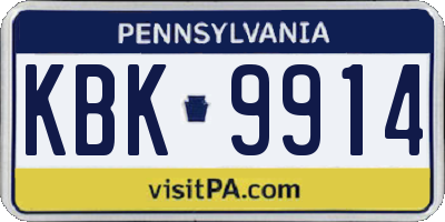 PA license plate KBK9914