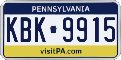 PA license plate KBK9915